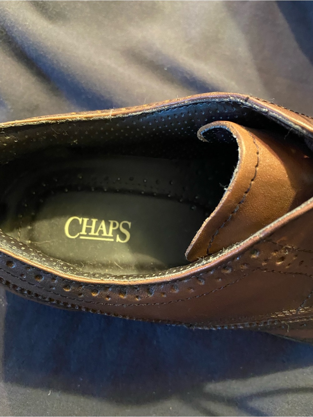 Chaps Men’s Brown Wingtip Dress Shoes size 10 M - Picture 6 of 6